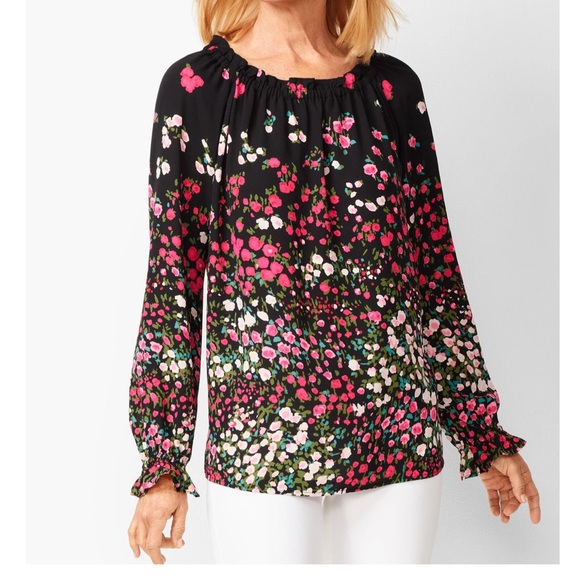 Talbots Tops - Talbots Smocked Blouse Rose Garden Size M